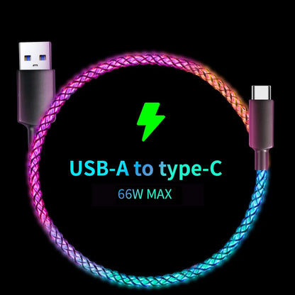 Experience Lightning Fast Charging with Our RGB Breathing Light USB-C Cable - Perfect for iPhone, Samsung, and Huawei!