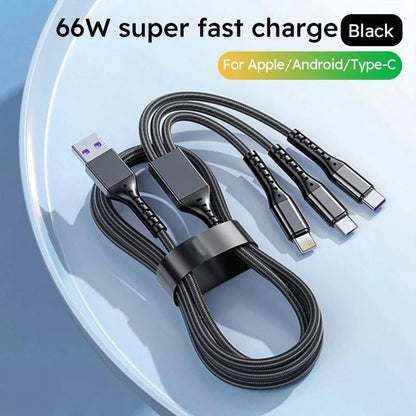 2-Pack 1.2M MFi Certified 3-in-1 Super Fast Charging USB Cable - Type-C, Micro USB, and IP Port for All Devices