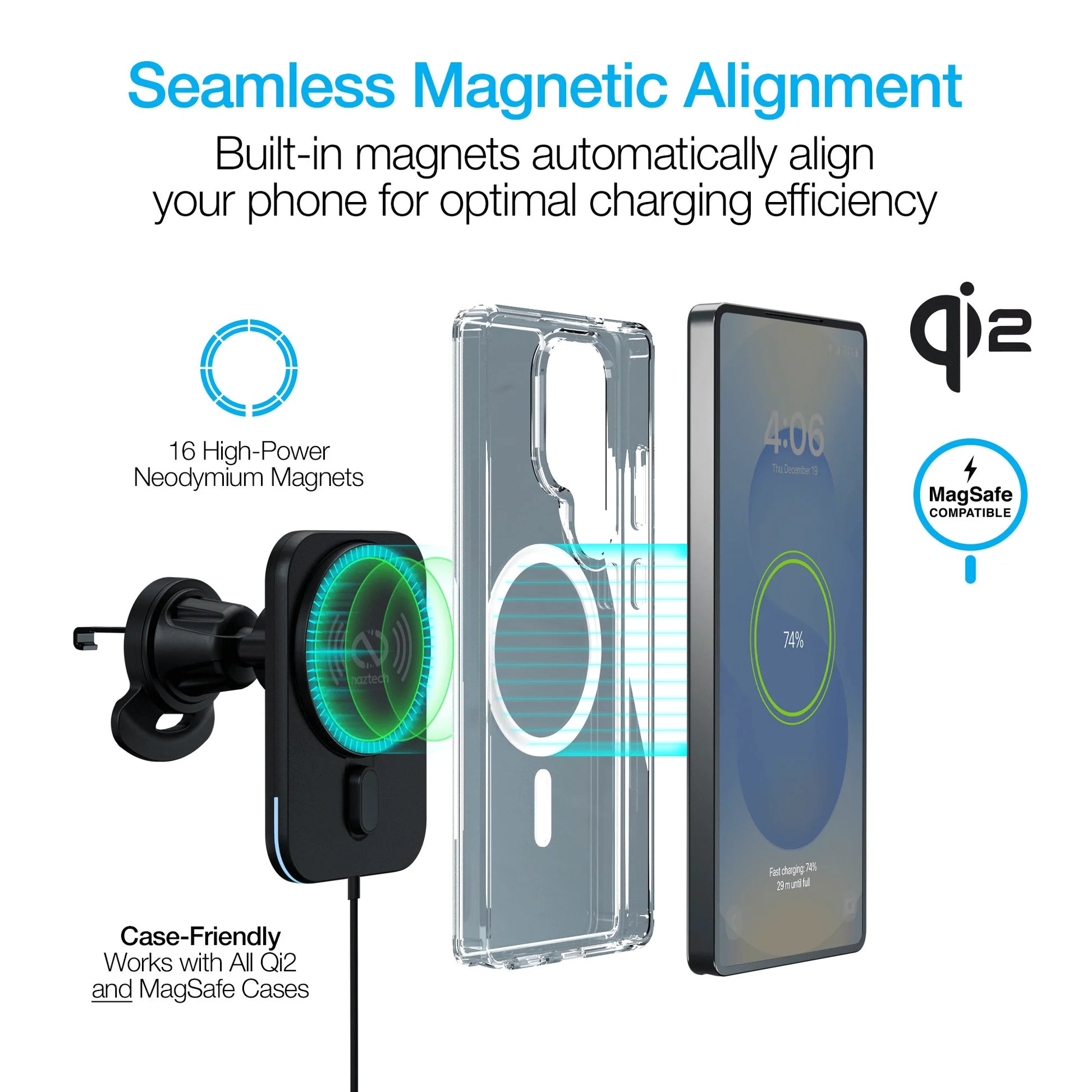 Maglock CAR 15W Magnetic Wireless Fast Charging Vent Mount with Qi2 Technology