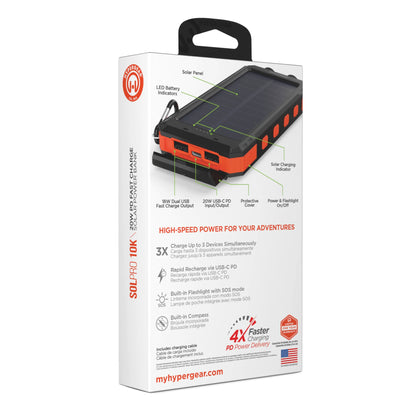 Hypergear Solpro 10K Fast Charge 10,000mAh PD Solar Power Bank