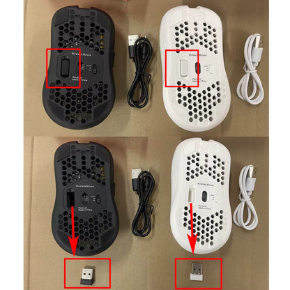 2.4G Wireless RGB Backlit Gaming Mouse with 6 Buttons, 3-Speed DPI, Type C Rechargeable, Ergonomic Honeycomb Design
