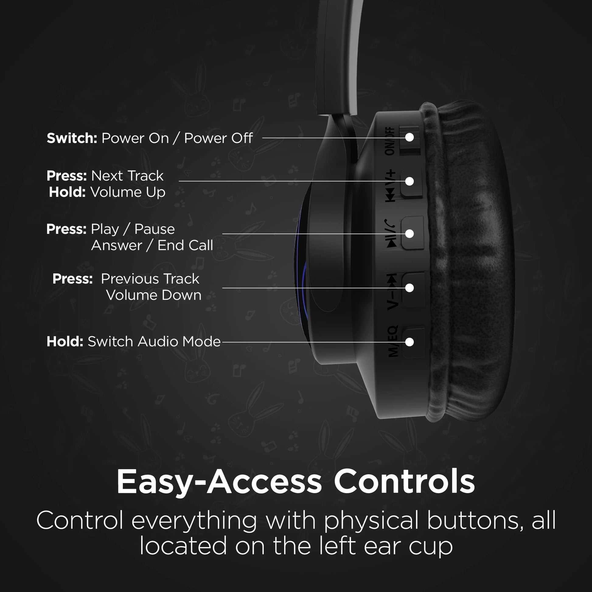 Bunny Tracks Wireless Illuminated Headphones