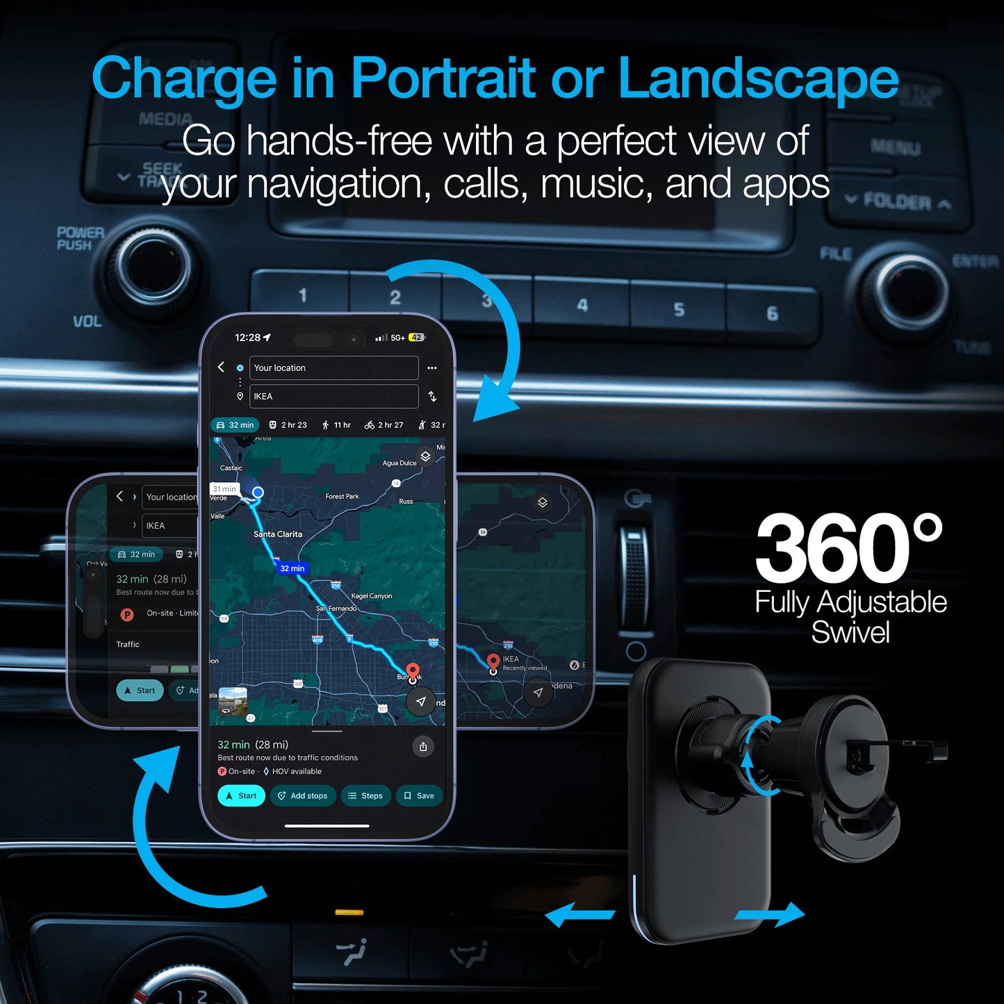 Maglock CAR 15W Magnetic Wireless Fast Charging Vent Mount with Qi2 Technology