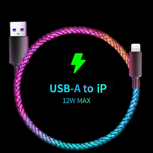 Experience Lightning Fast Charging with Our RGB Breathing Light USB-C Cable - Perfect for iPhone, Samsung, and Huawei!