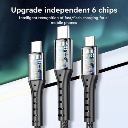 2-Pack 1.2M MFi Certified 3-in-1 Super Fast Charging USB Cable - Type-C, Micro USB, and IP Port for All Devices