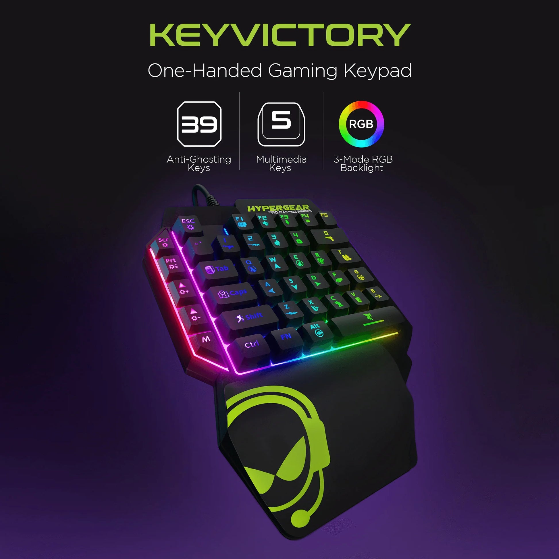 Hypergear Keyvictory Ergonomic One-Handed Gaming Keypad