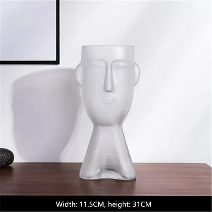 Face Art Vase Ornament Home Living Room Flower Arrangement Glass Ornament