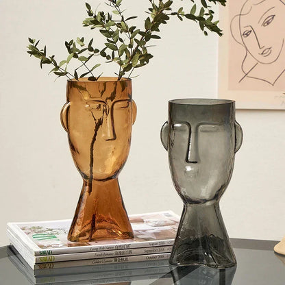 Face Art Vase Ornament Home Living Room Flower Arrangement Glass Ornament