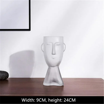 Face Art Vase Ornament Home Living Room Flower Arrangement Glass Ornament