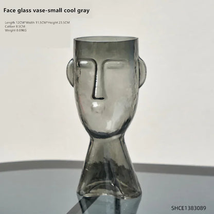 Face Art Vase Ornament Home Living Room Flower Arrangement Glass Ornament