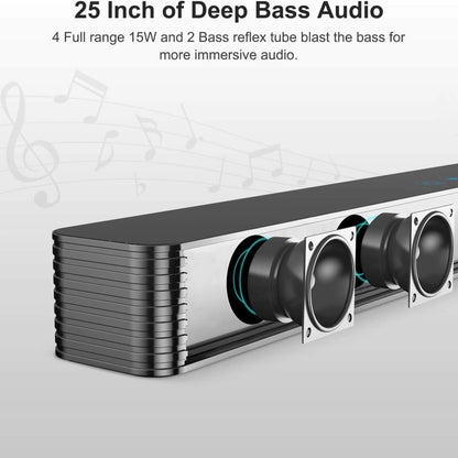 Black Mamba Series 25-Inch 120W Bluetooth Sound Bar with Subwoofer