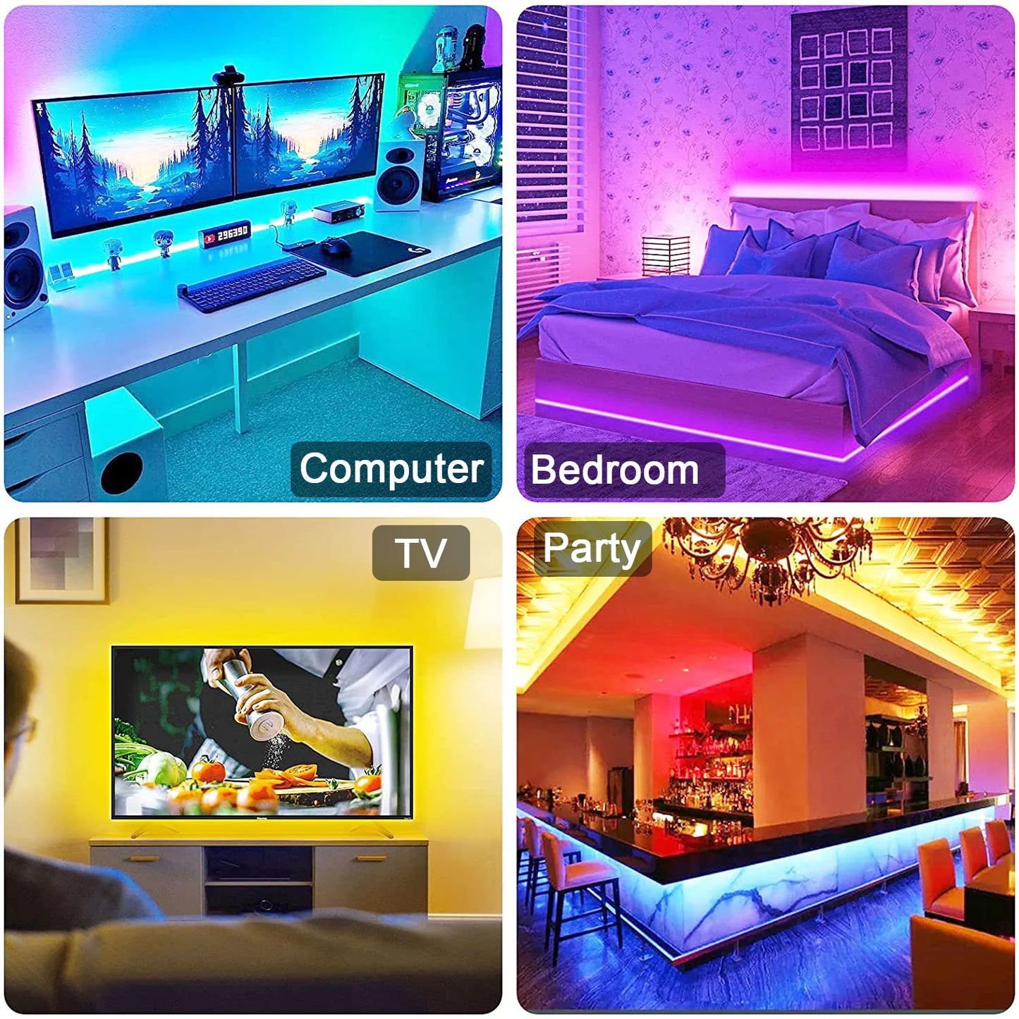Bluetooth-Controlled RGB 5050 LED Strip Light - Flexible 5V USB Tape for TV Backlighting and Room Decoration