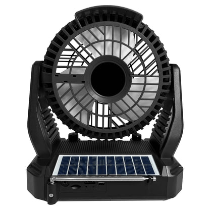 Solar-Powered Bluetooth Speaker with FM Radio, LED Flashlight, and Fan