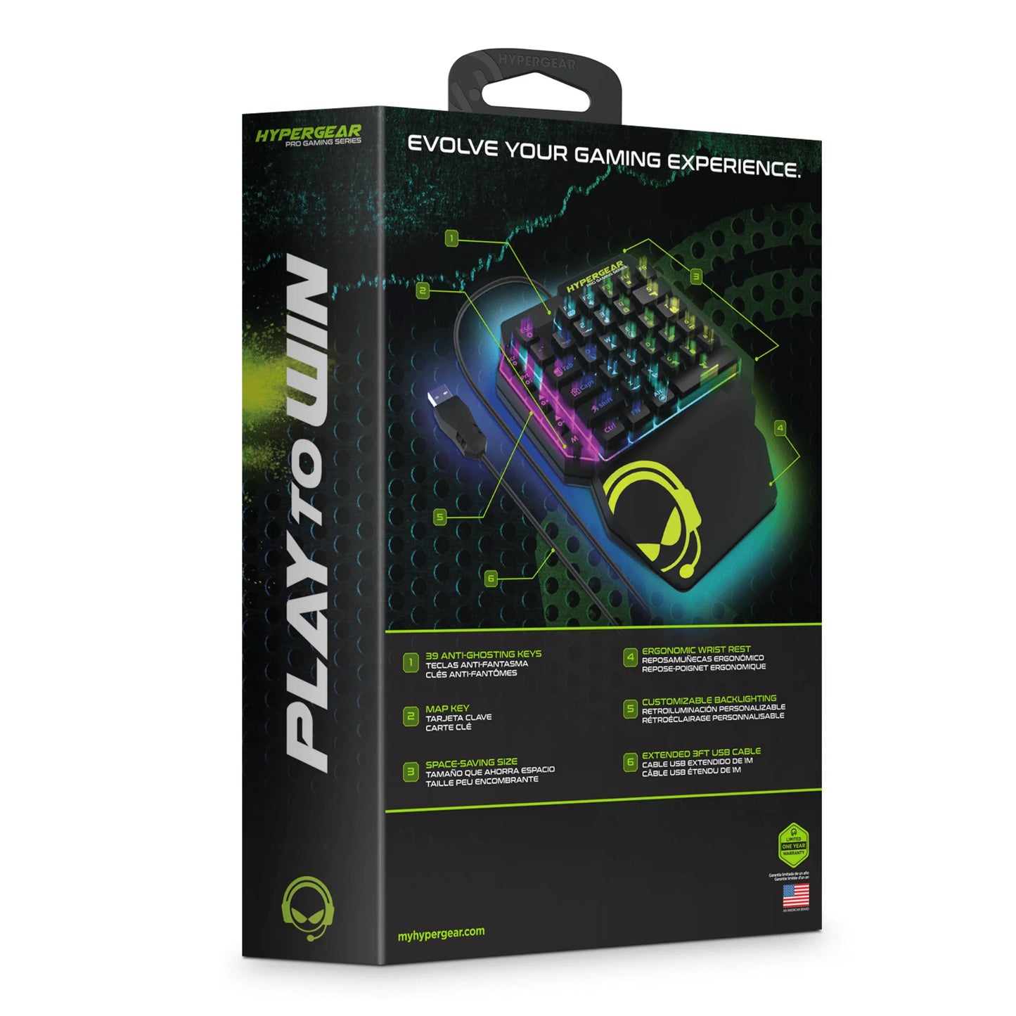 Hypergear Keyvictory Ergonomic One-Handed Gaming Keypad