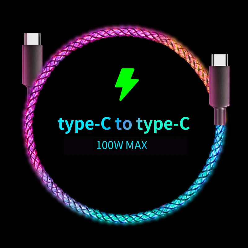 Experience Lightning Fast Charging with Our RGB Breathing Light USB-C Cable - Perfect for iPhone, Samsung, and Huawei!