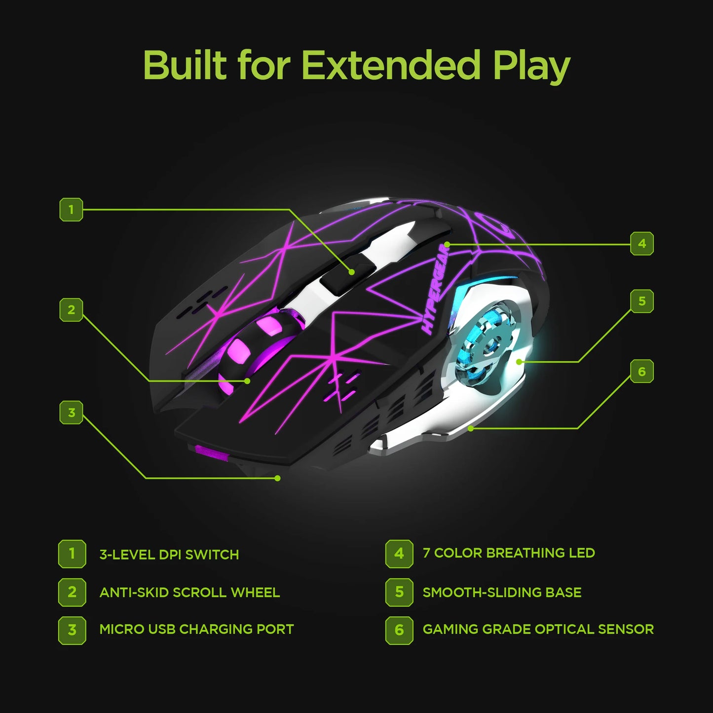 Chromium Wireless Gaming Mouse for Extended Gaming Sessions