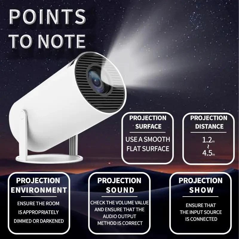 Portable Android WiFi Bluetooth-Compatible Projector with Remote Control