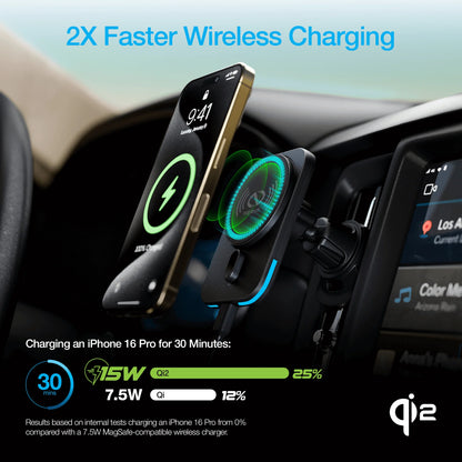 Maglock CAR 15W Magnetic Wireless Fast Charging Vent Mount with Qi2 Technology