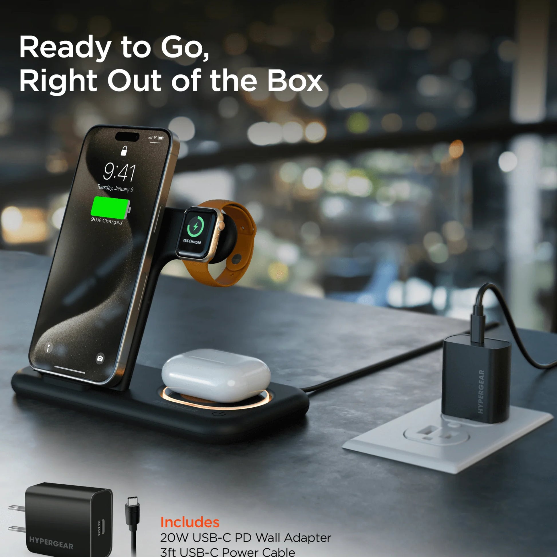 4-in-1 Wireless Charging Station for Apple iPhone, Airpods & Watch