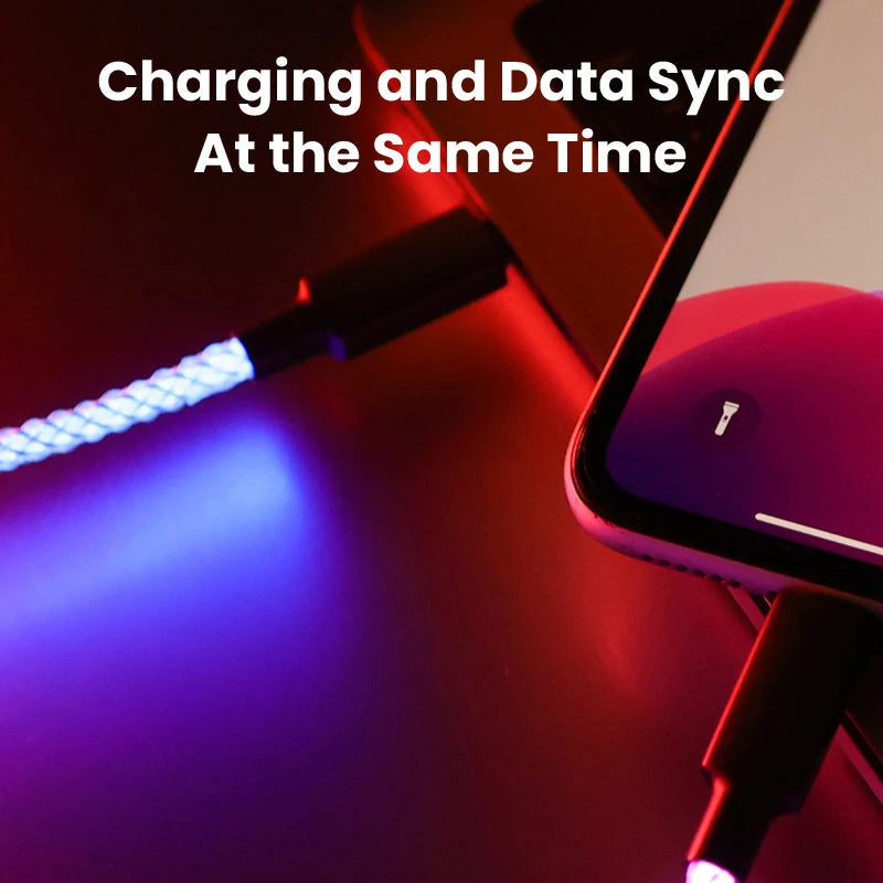 Experience Lightning Fast Charging with Our RGB Breathing Light USB-C Cable - Perfect for iPhone, Samsung, and Huawei!