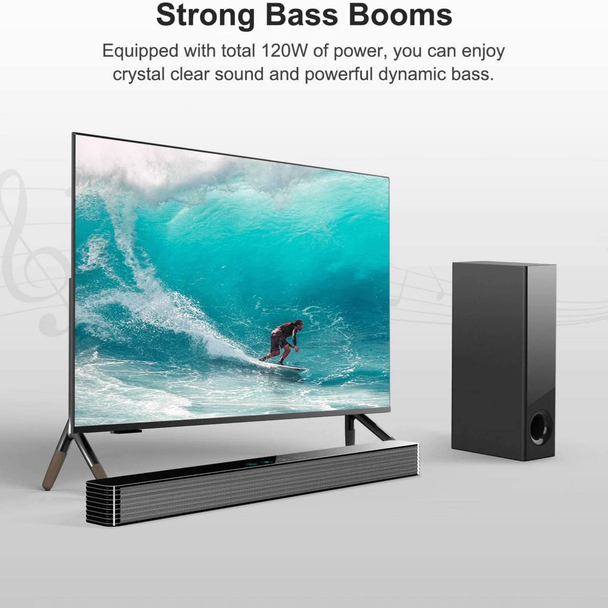Black Mamba Series 25-Inch 120W Bluetooth Sound Bar with Subwoofer