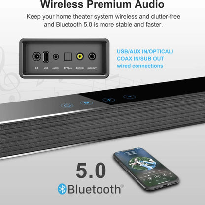 Black Mamba Series 25-Inch 120W Bluetooth Sound Bar with Subwoofer